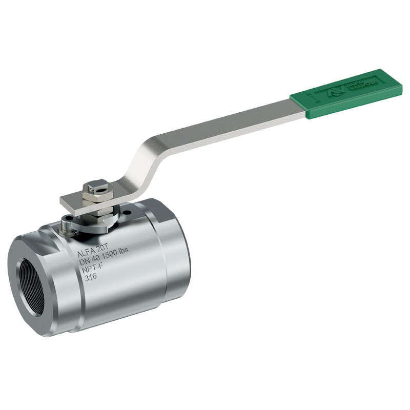 Alfa Valvole ALFA 20T | 1500 lbs. 2 Pieces screwed body type ball valve. Compact, simple and strong design. Full bore (ALFA 20T) or Reduced bore (ALFA 20R)