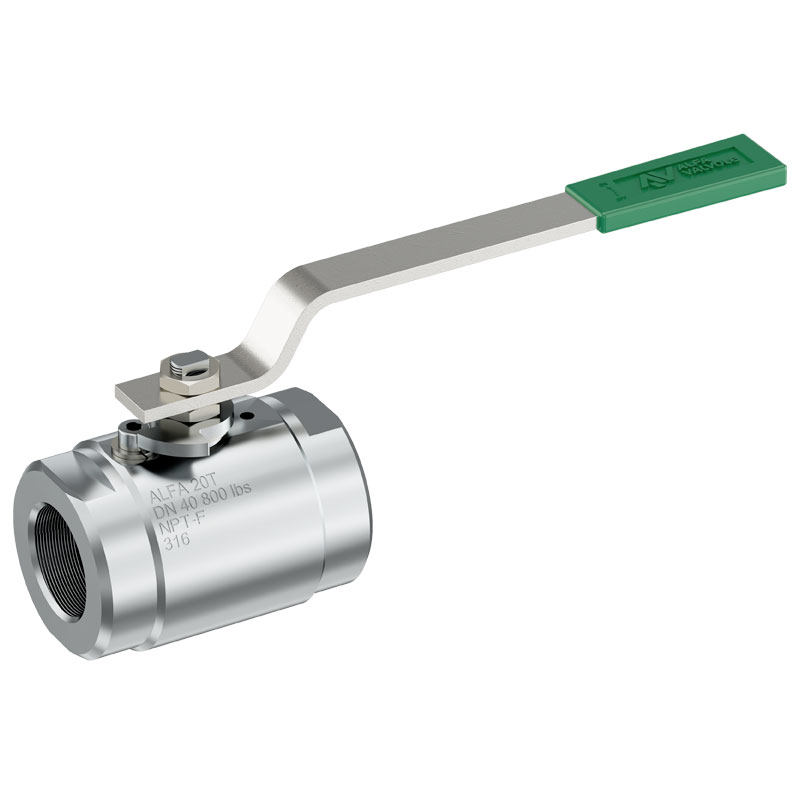 Alfa Valvole ALFA 20T | 800 lbs. 2 Pieces screwed body type ball valve. Compact, simple and strong design. Full bore (ALFA 20T) or Reduced bore (ALFA 20R)